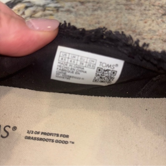 Toms Black Espadrille Platform Slip-Ons - Picture 9 of 10